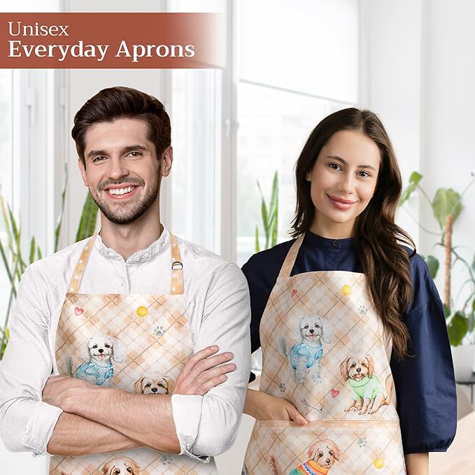 Maison d' Hermine 100% Cotton Apron for women with Pocket Kitchen Chef Apron for Men Cooking Mothers Day Gifts