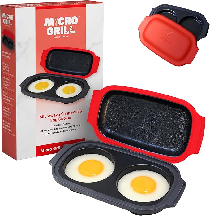 Egg Mate™ Microwave Egg Cooker – 2-Egg Sunny Side Up Maker with Steam Vent Lid – Fast Breakfast Sandwich Egg Mold – BPA-Free, Dishwasher Safe