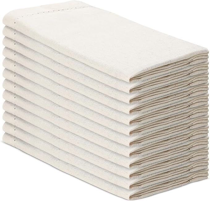 Vintage Vista Cotton & Flax Fall Cloth Napkins Set of 12 (18" x 18") - Table Napkins Cloth Washable & Reusable for Everyday Use & Easter - (Natural Color)