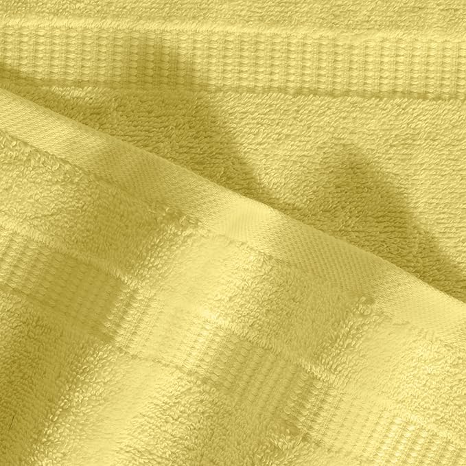 SALBAKOS 100% Turkish Cotton Washcloth Set of 12 13x13 inch | Premium Quality | Hotel & Spa Collection | Ultra Soft, Super Absorbent, Washcloth Towels | Made in Turkey (Yellow, 12 Washcloths)