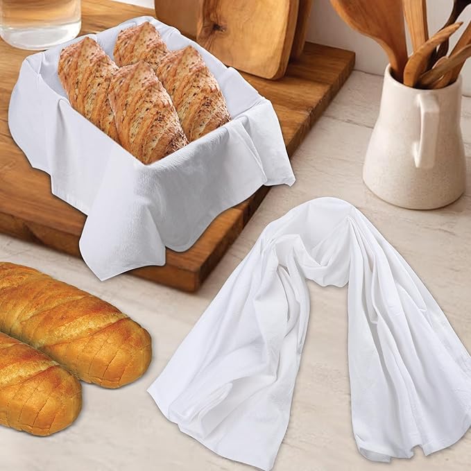 Urban Villa Flour Sack White Kitchen Towels 100% Cotton Highly Absorbent Dish Towels for Bread Proofing Baking Drying Dinnerware Glass Embroidery DIY Projects Zero Lint 27x27 Inches (4 Pack)