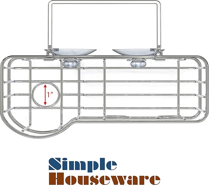 Simple Houseware Kitchen Sink Caddy Organizer for Brush Sponge Holder, Chrome