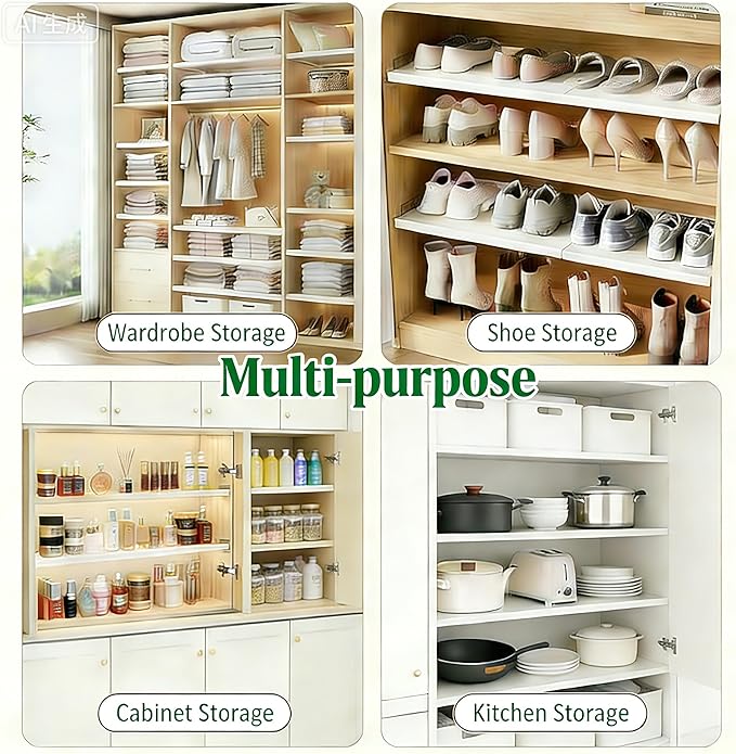 Expandable Closet Shelf Organizer, Adjustable Shelves Organizer, Storage Shelving Rack DIY Divider RV Separator for Cabinet Pantry Wardrobe Cupboard Kitchen, Small 1 Pack