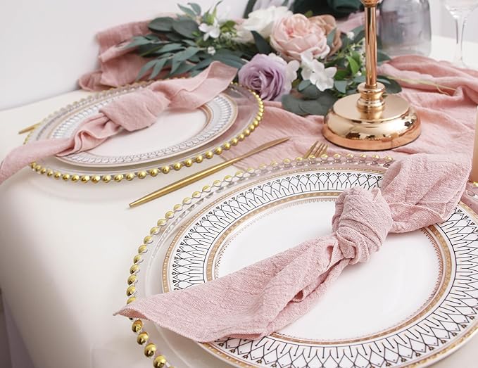 Dinner Cloth Napkins Set of 10,Gauze Napkins 100% Soft Cotton,Washable Spring Easter Cloth Napkins for Wedding Decorative Bridal Shower Family Everyday Use,40 * 40cm (16 * 16 inches),Dusty Pink