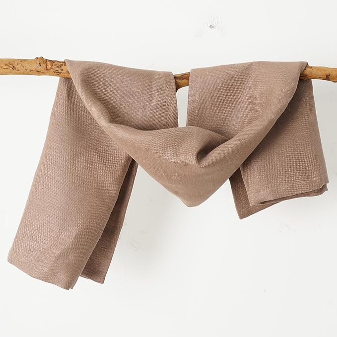 100% Linen Thick Bath Towels with Hanging Loop, 30 X 51 Inch Linen Beach Towel Luxury Lightweight Travel Bath Towel - Soft Dry Hair Towel for Bathroom Saunac Pool,Dark Khaki