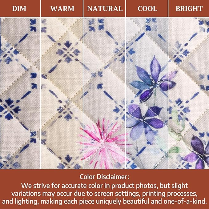 Maison d'Hermine Oven Gloves 100% Cotton Oven Mitt 7" x 13" with Loop Heat Resistant BBQ Cooking Gloves Baking Grilling Gifts for Mothers Day Spring/Summer (Pack of 1, Faience)