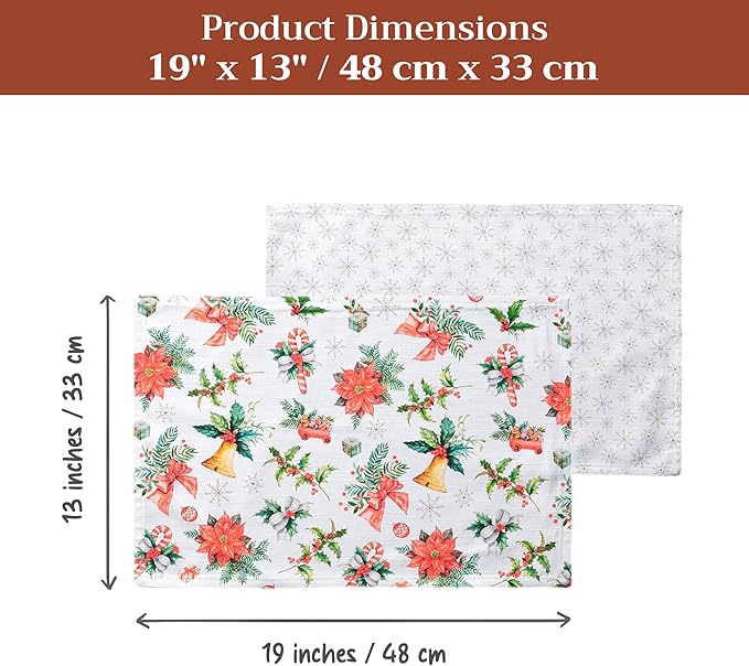 Maison d' Hermine Placemats Set of 4 100% Cotton Washable Cloth Place Mats, Reusable Table Mats for Thanksgiving Christmas Decorations Kitchen Dining Party Wedding Restaurant (Chromo, 13" x 19")