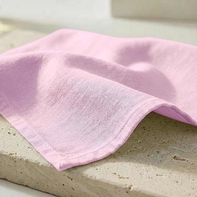 PurpleEssences Set of 12 Cloth Dinner Napkins 100% Cotton 18x18 Inch - Soft Durable Washable - Ideal for Farmhouse Party Spring Easter Summer - Perfect Everyday Use Table Linen - Blush Pink
