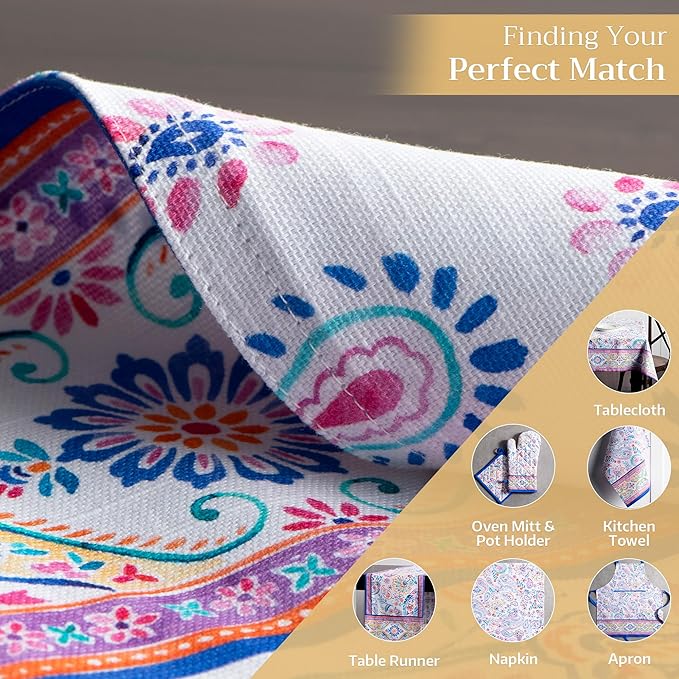 Maison d' Hermine Placemats Set of 4 100% Cotton Washable Cloth Place Mats Reusable Table Mats for Kitchen Dining Party Wedding Gifts for Mothers Day Spring/Summer (Indian Floral, 13" x 19")
