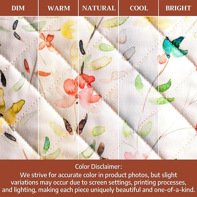 Maison d' Hermine 100% Cotton Oven Mitt & Pot Holder Set (7.5"x13" & 8"x8") Heat Resistant BBQ Cooking Gloves with Loop Baking Grilling Kitchen Gifts for Mothers Day Spring/Summer (Colmar)