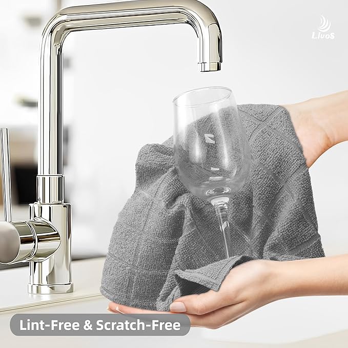 LIVOS Microfiber Cleaning Cloth Roll - 80 Pack, Reusable Paper Towels, Microfiber Towels for Cars, Super Absorbent Lint Free Cleaning Rags for House, Kitchen, Window-Check Grey, 11.5"x11.5"