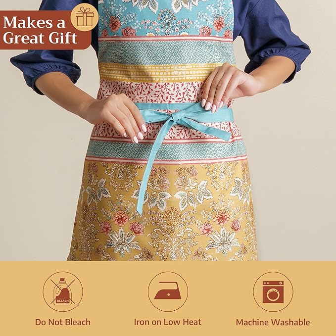 Maison d' Hermine 100% Cotton Apron for women with Pocket Kitchen Chef Apron for Men Cooking Mothers Day Gifts
