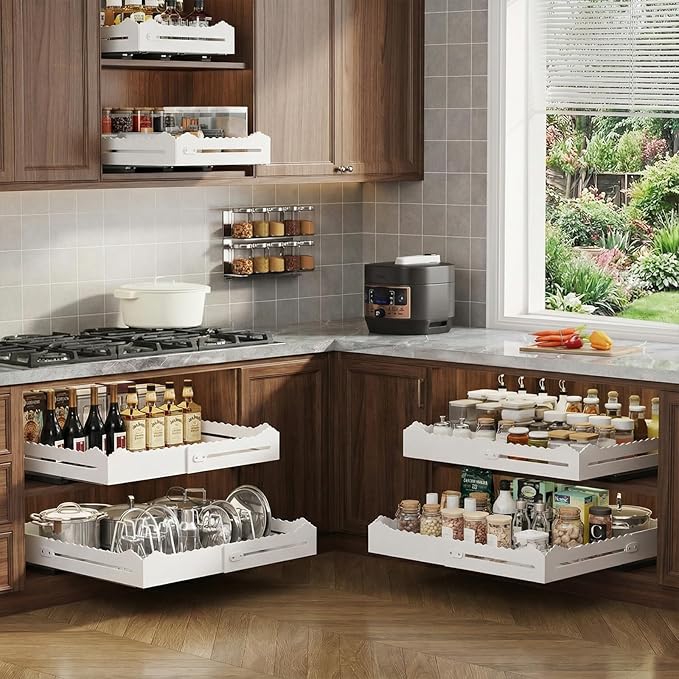 2 Pack Pull Out Cabinet Organizer, Expandable Width (12"-18") and Depth (13.7"-23.6"),Pull Out Drawers for Cabinets, Slide Out Drawers for Kitchen Cabinets with Sturdy Metal Pull Out Shelves (2)