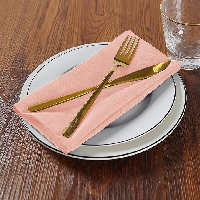Cloth Napkins 17x17 inch Washable Polyester Dinner Napkins Soft Table Napkins for Wedding Party Dining Banquet(Dusty Pink,100PCS)