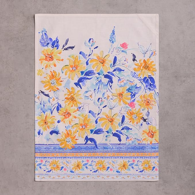 Maison d' Hermine Kitchen Towels Set of 3 100% Cotton 27.50" x 20" Reusable Cloth Tea Dish Towels Absorbent with Hanging Loop for Kitchen Gifts for Mothers Day Spring/Summer (Girassol)