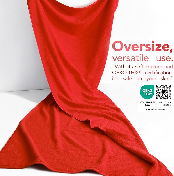 American Soft Linen 100% Cotton 600 GSM Turkish 40x80 Oversized Bath Towel Sheet, Extra Large Adult Towels for Bathroom, Red Bath Sheet