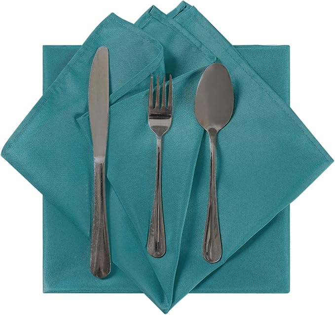 Cloth Napkins 20x20 inch Washable Polyester Dinner Napkins Soft Table Napkins for Wedding Party Dining Banquet(Teal,50PCS)