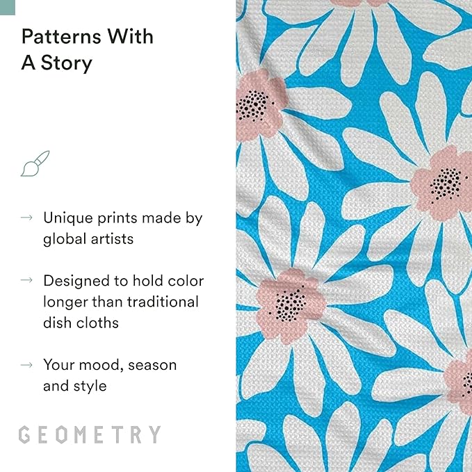 GEOMETRY Kitchen Dish Cloths - Spring & Summer Collection - Premium Dishcloths with Geoweave - Absorbent & Fast Drying Kitchen Towels - Sweet Spring, 10" x 10" - 3-Pack