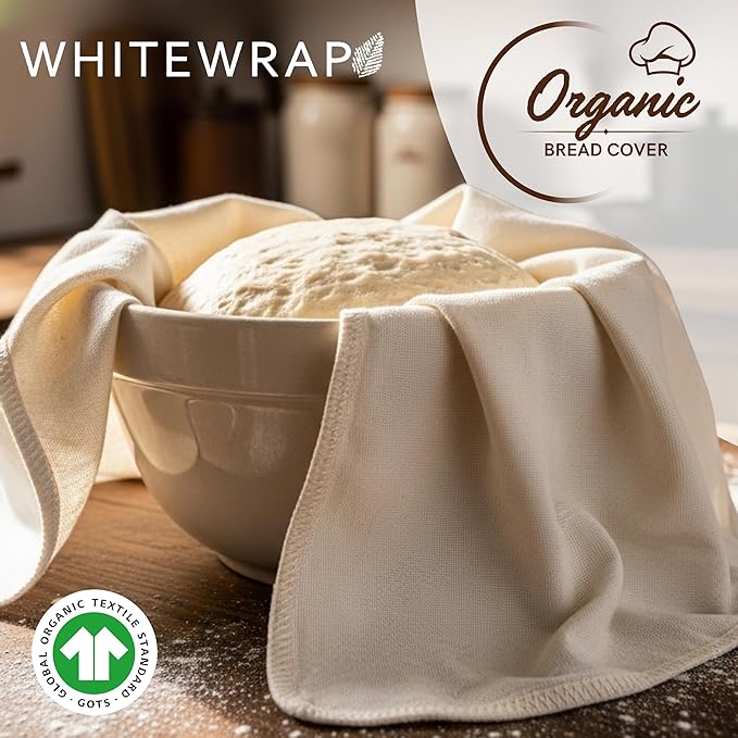 WHITEWRAP Unbleached Flour Sack Towels for Bread Proofing, Cotton Bread Cloth for Sourdough, Baguette & Ciabatta Dough, Reusable Baking Cloth, Proofing Towel 28"x28", Set of 3