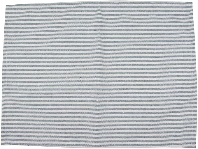 Plain Striped Cotton Linen Blended Dinner Cloth Napkins - Set of 12 (40 x 30 cm) - for Events & Home Use (Ocean)