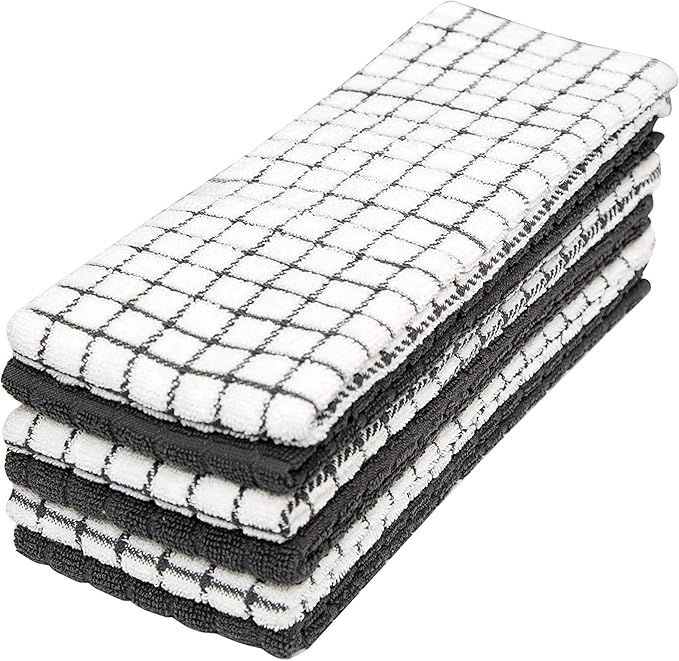 Bumble Kitchen Towels (6 Pack) | 16" x 28" | 100% Cotton Dish Towels for Kitchen | 380 GSM | Soft, Highly Absorbent & Durable Dish Towels with Hanging Loop | Gray