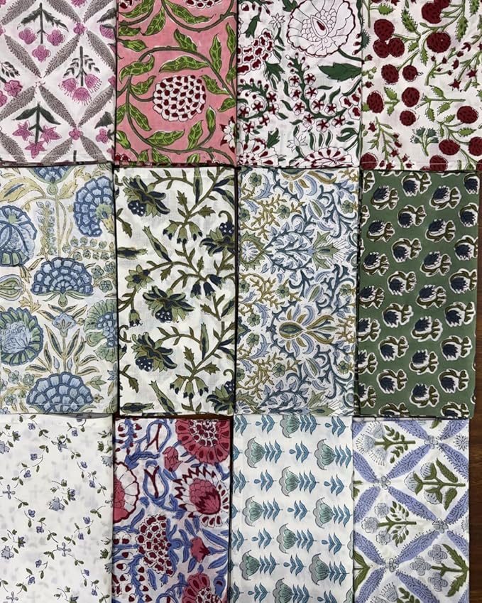Ridhi Napkin, Kitchen Towels, Table Decor, Table Linen, Cotton Napkins, Cloth Napkins, Set of 6, Size 20"x 20", Block Print Lunch, Dinner Napkins
