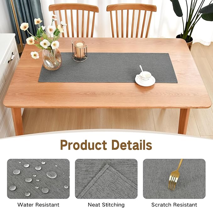 Farmhouse Rustic Table Runner Charcoal Faux Linen Table Runners Water Resistant Short Table Runner 36 inches for Living Room Dresser Bedroom Kitchen Dining Party 13x36 Inch