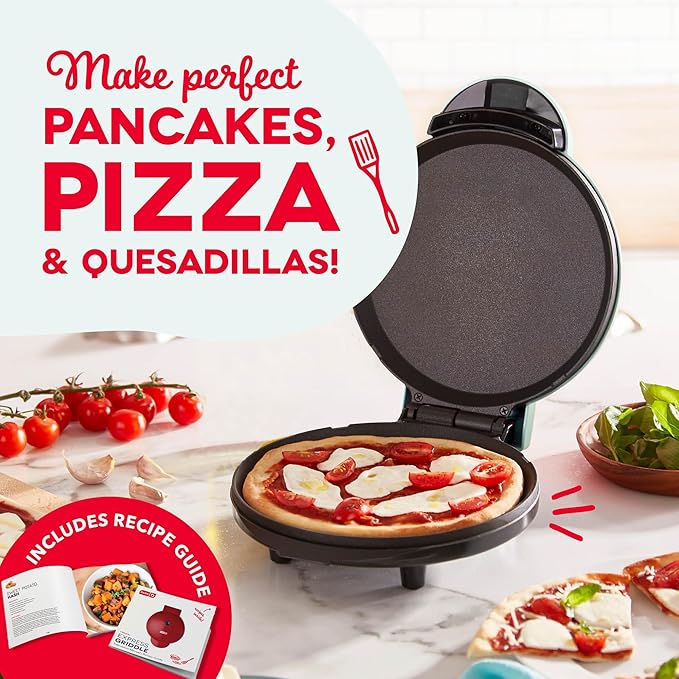 Dash Round Express Electric - Pancake Maker & Eggs Griddle System - Healthy Breakfast Maker - Quick Heat-Up & Easy Cleanup - nonstick surface - Aqua