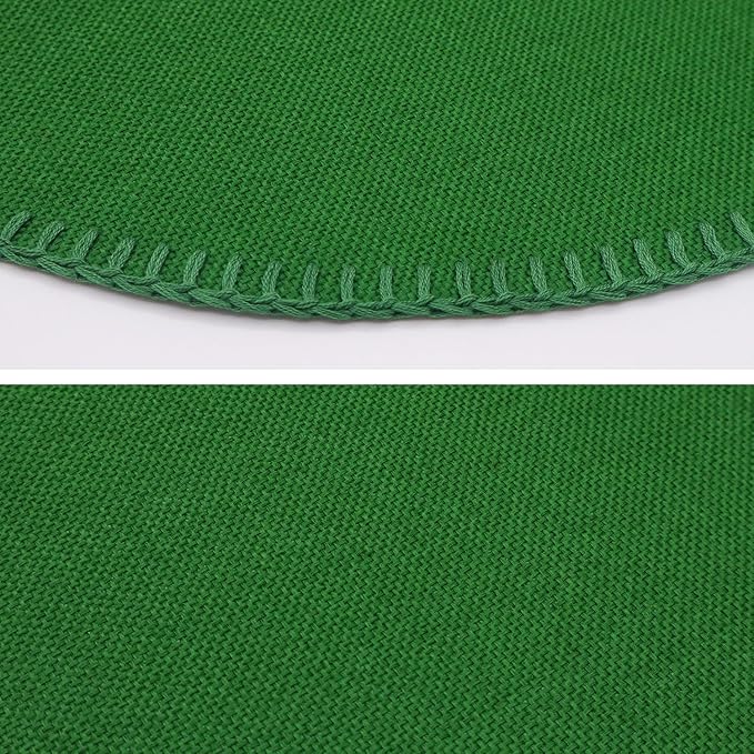 Round Placemats Set of 6, 15 Inch Linen Fabric Table Placemats, Heat Resistant, Wrinkle Free Washable Placemats Kitchen Place Mats Set of 6 for Dining Table Party Table (Green, 6)