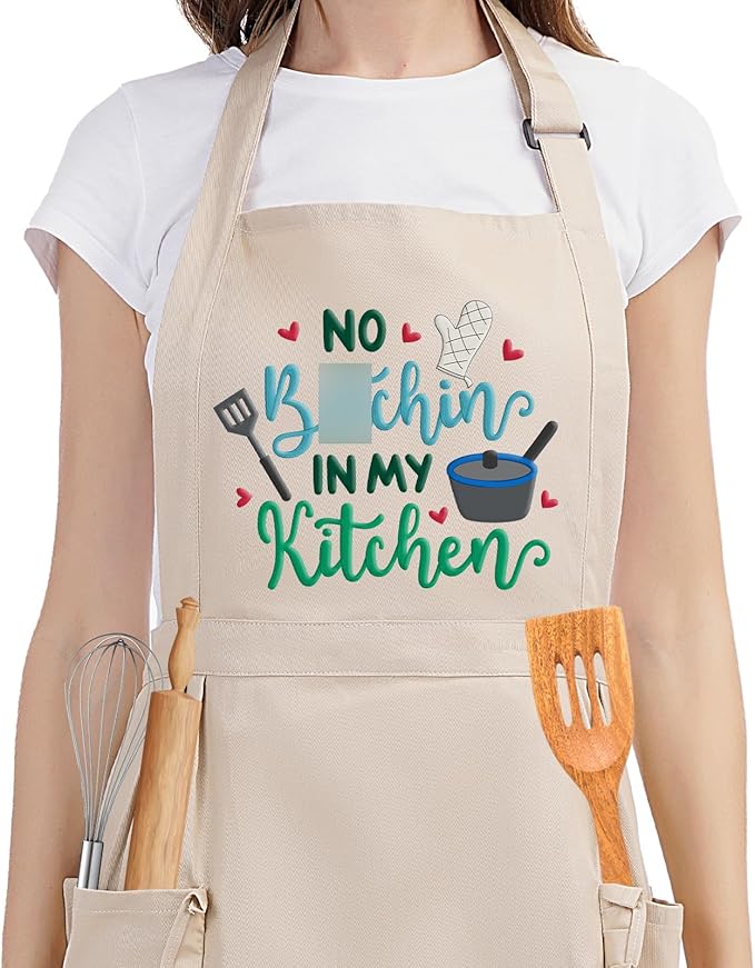 Fairy's Gift Funny Cooking Aprons for Women, Cute Embroidered Womens Kitchen Apron with Pockets for Cooking Baking - Fun Mothers Day, Birthday, Baking Gifts for Mom Wife Grandma Baker Daughter Chef