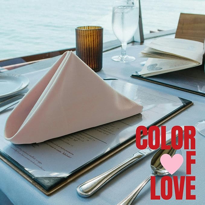 FINGERCRAFT Dinner Cloth Napkin Cotton Linen Blend 12 Pack Natural Premium Quality Mitred Corner for Every Day Use Pre Shrunk and Good Absorbency 18x18 in Easter Color Dusty Pink