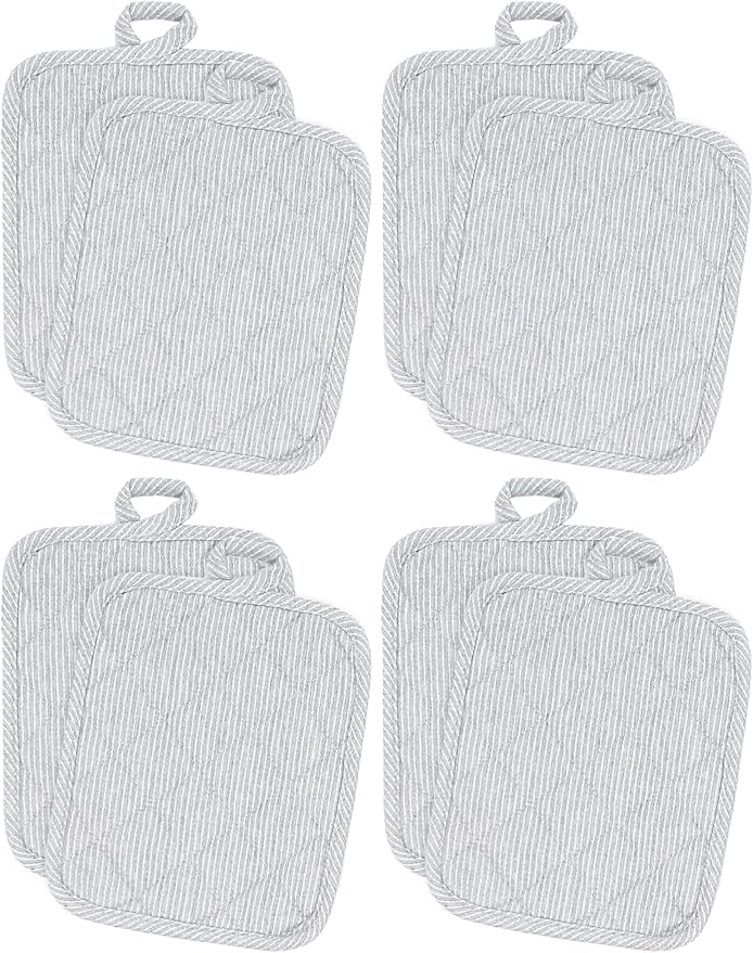 American Linen Pot Holders, Hot Pads, Table Pads for Kitchen and Dining Table, Non Slip Heat Resistant Hot Pot Holder (Grey, 8 Pack)