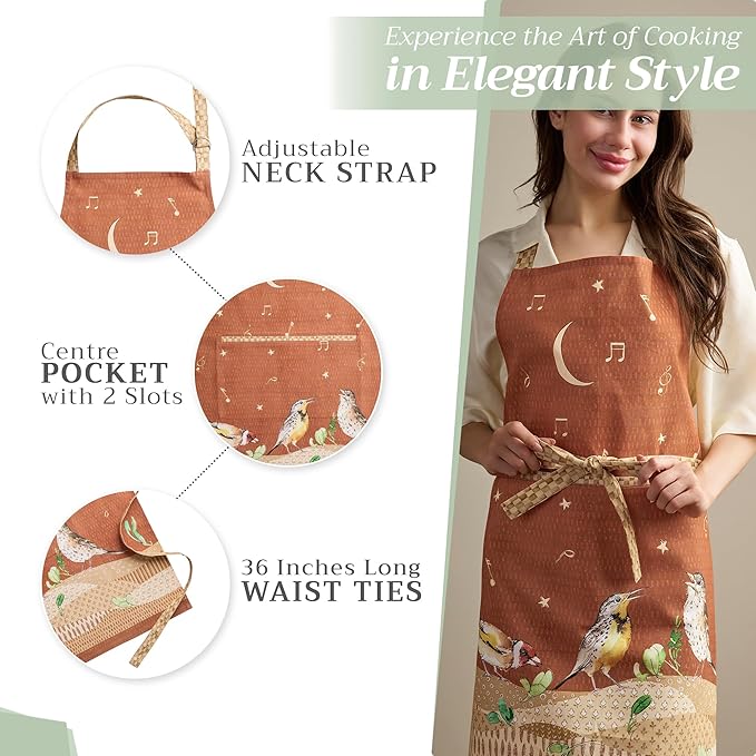 Maison d' Hermine 100% Cotton Apron for women with Pocket Kitchen Chef Apron for Men Cooking Mothers Day Gifts
