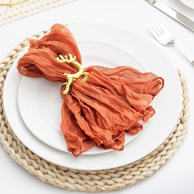 100 Pack Orange Cheesecloth Napkins 21x21 Inches Orange Cloth Napkins Set of 100 Washable Dinner Table Napkins for Wedding Bridal Baby Shower Rustic Boho Cotton Gauze Family Party Table Decor