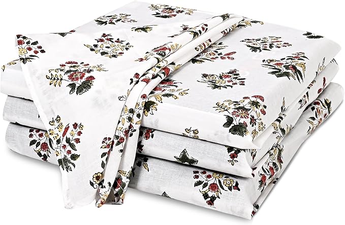 CPC Cloth Napkins Set of 4 Cotton Printed Dinner Hand Print Napkins I Wedding Cocktail Cloth Floral Napkins I 18x18 in I Fall Green