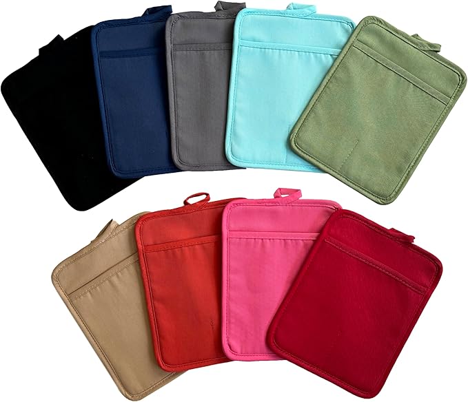 Oven Pot Holder with Pocket Cotton Heat Resistant Coaster Potholder Kitchen Hot Pad Oven Mitts for Cooking and Baking Square 7"x9" (Green, Silicone)