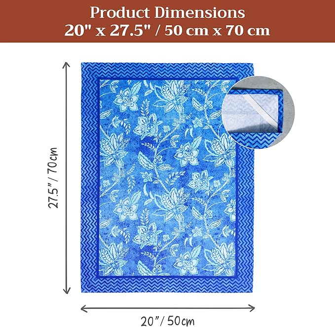 Maison d' Hermine Kitchen Towels Set of 3 100% Cotton 27.50" x 20" Reusable Cloth Tea Dish Towels Absorbent with Hanging Loop for Kitchen Gifts for Mothers Day Spring/Summer (Indigo Love)