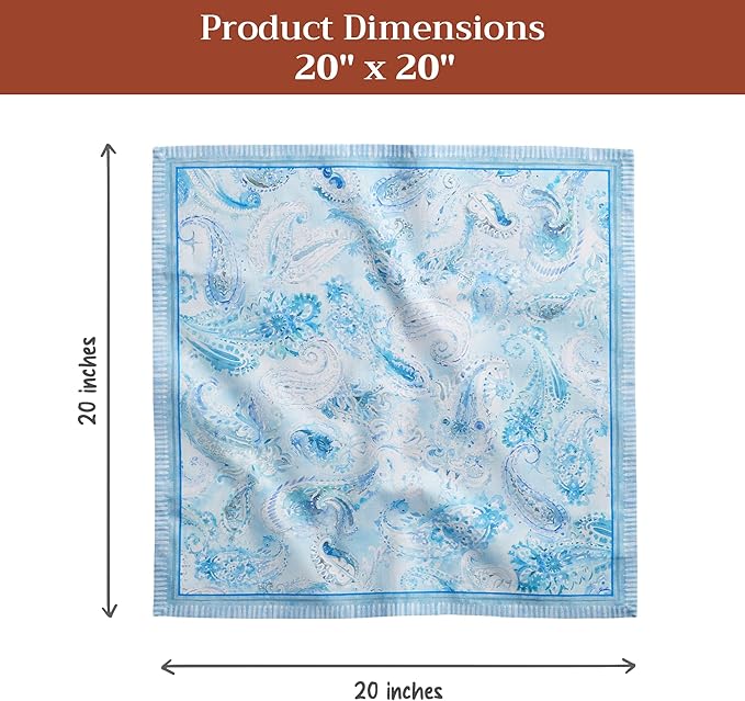 Maison d' Hermine Napkin 100% Combed Cotton Premium 20"x20" Decorative Washable Table Cloth Napkins Set of 4 for Dining, Holidays, Buffet Parties & Wedding Use Campagne - Paisley Blues