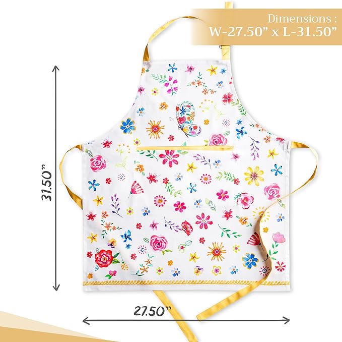 Maison d' Hermine 100% Cotton Apron for women with Pocket Kitchen Chef Apron for Men Cooking Mothers Day Gifts