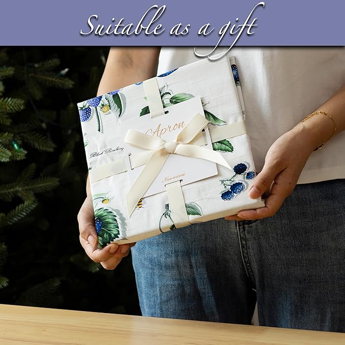 NEOVIVA Kitchen Aprons for Women with Pockets,Cooking Aprons for Women,Vintage Apron for Baking Gardening,Gifts for Mothers