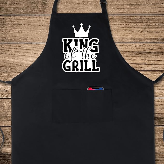 Xornis 100% Cotton Funny Apron with 2 Pockets for Men Women BBQ Grilling Adjustable Bib Black Aprons Gifts Cooking Kitchen