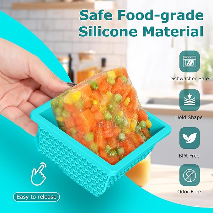 Silicone Freezer Molds for Soup Cube - 2-Cup Freezer Storage Container Tray with Lid,4 Pack Stackable Ice Cube Trays for Portion Control,Food Storage Meal Prep,Oven & Dishwasher Safe