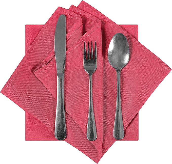 Bailarina Cloth Napkins Set of 40,17x17 inches Dinner Napkins Cloth Washable,Polyester Square Table Cloth Napkin Bulk with Hemmed Edges Ideal for Banquets, Parties and Weddings-Red
