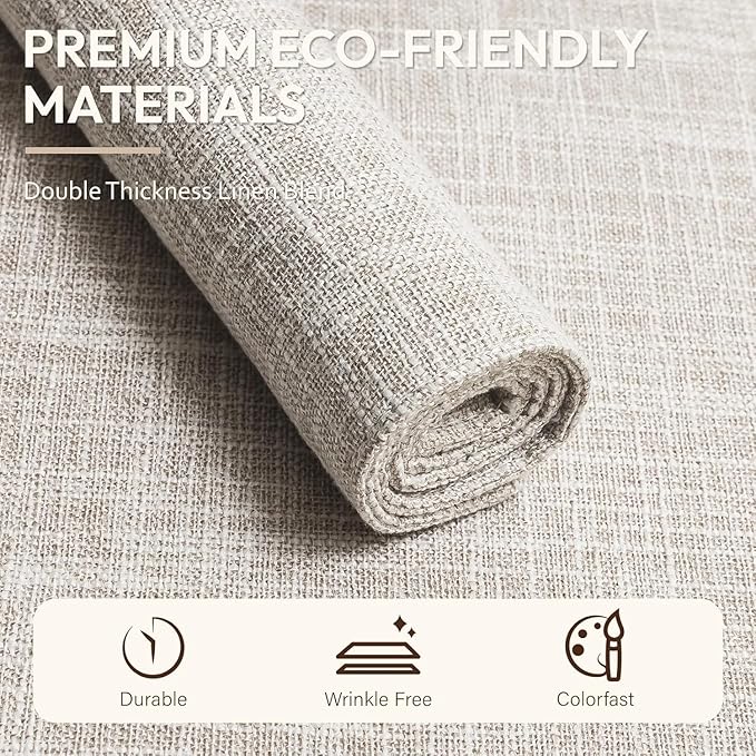 Blue Forest Placemats Set of 6, Dual-Layered Thickened Faux Linen Cloth Place Mats Heat Resistant Machine Washable Wrinkle Free Table Mats Indoor/Outdoor (Cream Beige)