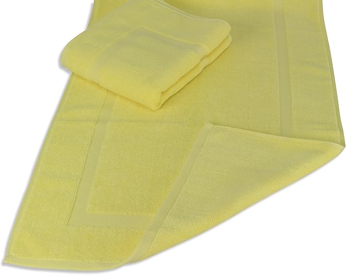 SALBAKOS 100% Turkish Cotton Bath Mat Set 2-Piece - 20x34 inch, Hotel & Spa Collection, Soft, Absorbent, Long Lasting, Durable Bathroom Rugs | Made in Turkey (Yellow, 2 Bath Mats)