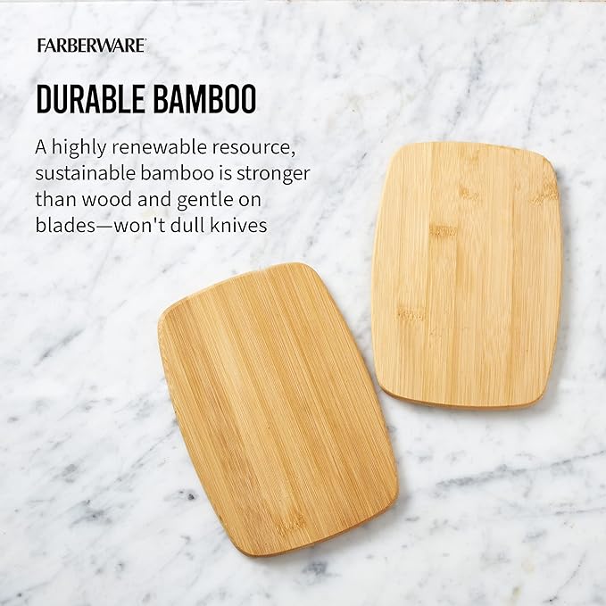 FARBERWARE 4-Piece Reversible Bamboo Cutting Board and Charcuterie Set,Assorted Sizes,Durable Wood Serving Boards for Cheese,Meats,and Prep,(Pack of 4)