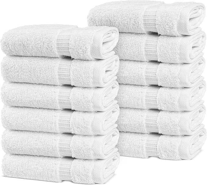 Chakir Turkish Linens | Hotel & Spa Quality 100% Cotton Premium Turkish Towels | Soft & Absorbent (12-Piece Washcloths, White)