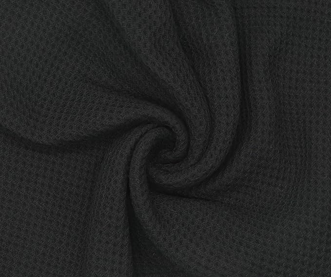 Mia'sDream Cotton Kitchen Towels and Dish Cloths Sets, Waffle Weave Dish Towels for Kitchen Drying Dishes, Soft and Absorbent Kitchen Hand Towels Washcloths,12inchx12inch 6 Pack (Black)