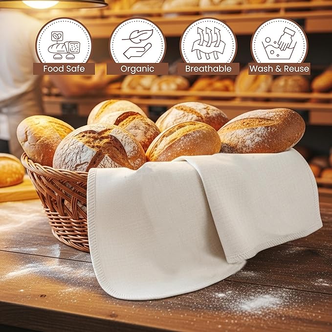 Flour Sack Towels|Tea Towel for Crafts| Kitchen Towel | dish drying towels|Cotton Blank Towel for Embroidery|Baking Bread Proofing Linen Cover|Thick Absorbent Quick Dry (Bread Cover, 28"x28" - 6 Pack)