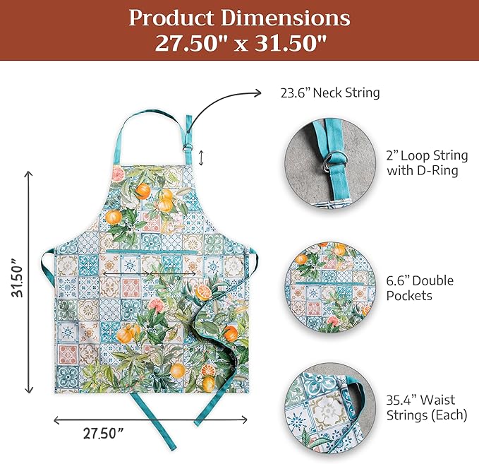 Maison d' Hermine 100% Cotton Apron for women with Pocket Kitchen Chef Apron for Men Cooking Mothers Day Gifts